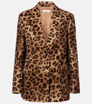 Leopard-Print Cotton Blazer