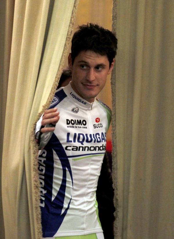 Can I come out now? Jacopo Guarnieri (Liquigas-Cannondale) is ready for his close-up.