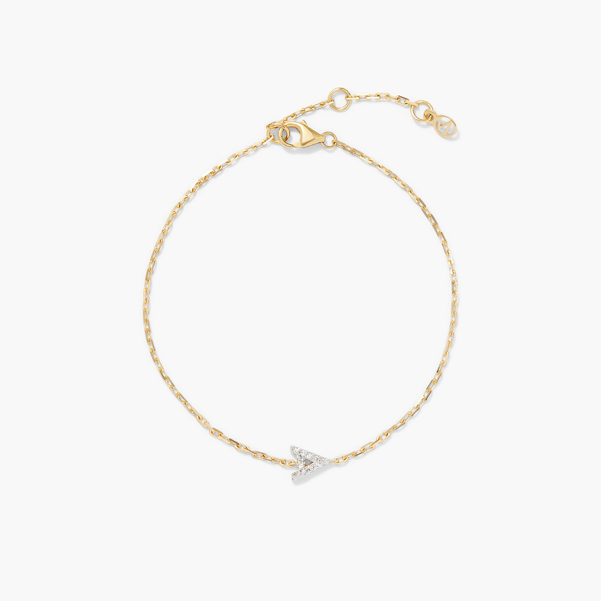 a mejuri diamond letter charm bracelet