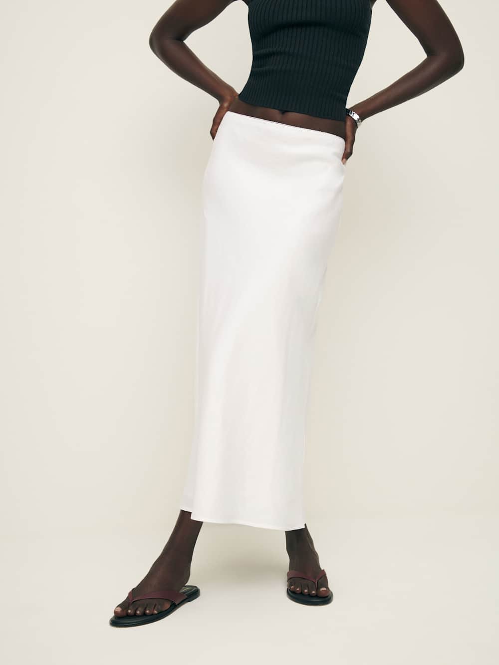 100% Linen, fitted at the waist maxi skirt.
