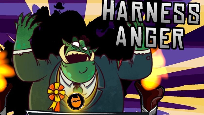 An orc politician using a "harness anger" power