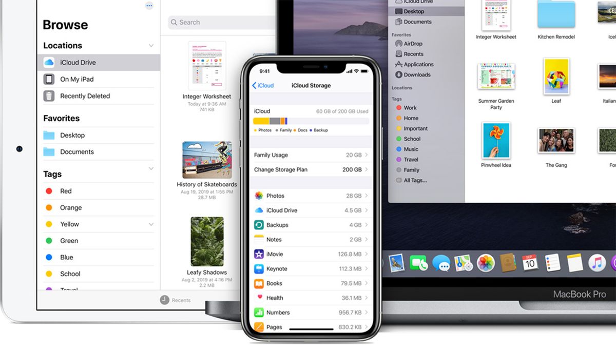 Apple iCloud storage app on iPad, iPhone and MacBook Pro