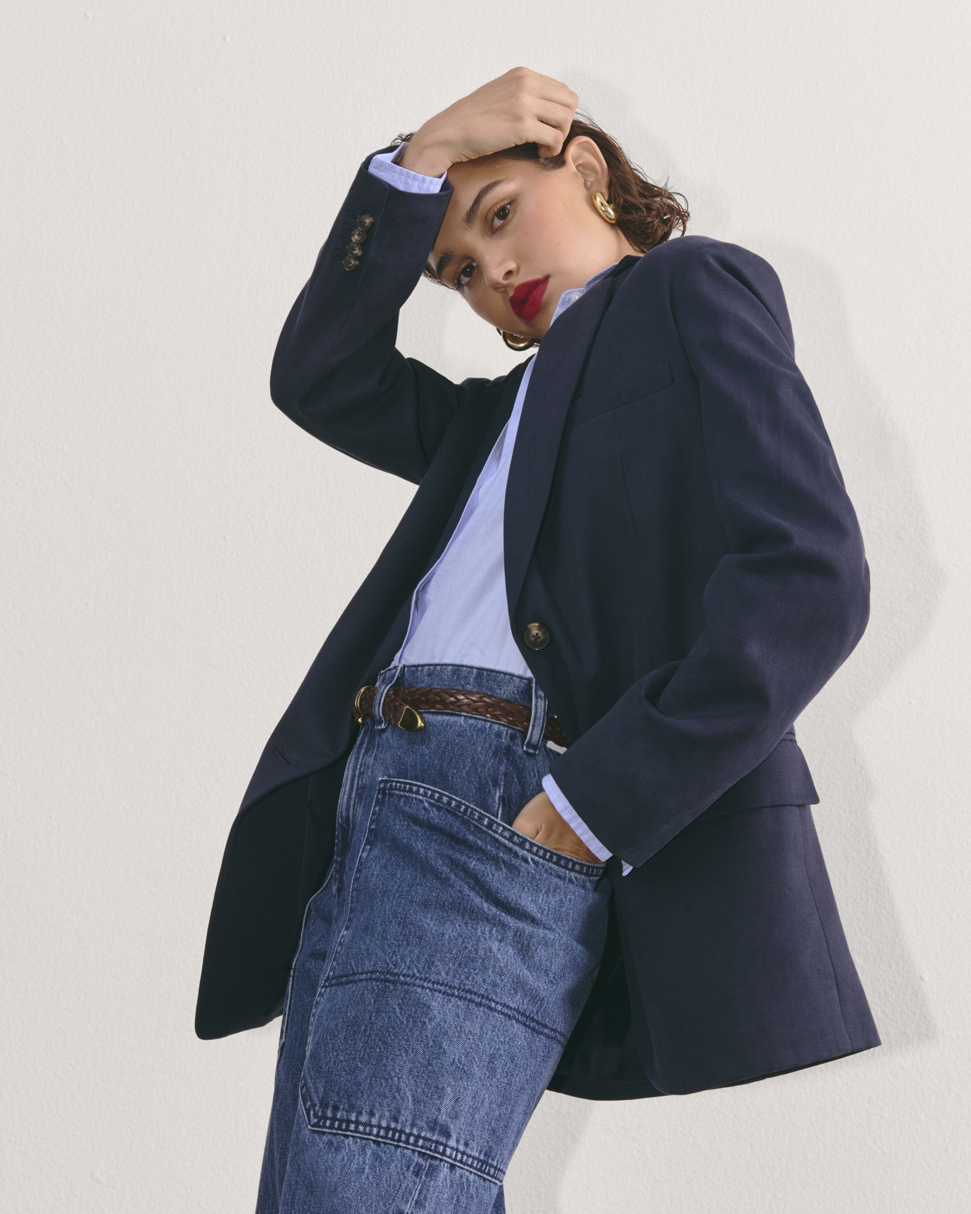 Everlane The Oversized Blazer in Buttersmooth Navy