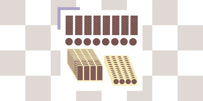 A pack of adhesive match striker stickers on a focus grid background