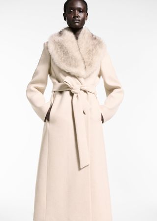 Manteco Wool Coat With Detachable Fur Collar - Women | Mango United Kingdom