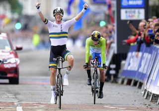 Dennis crosses the line victorious in Yorkshire