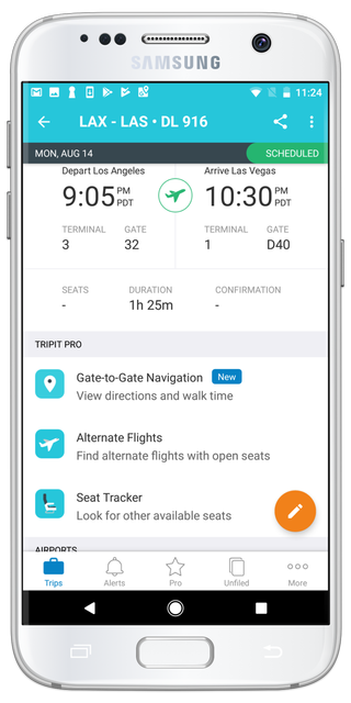 TripIt Pro in-airport navigation