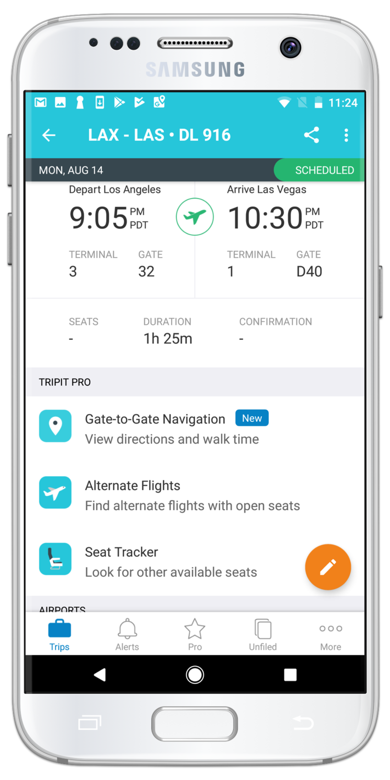 TripIt Pro in-airport navigation