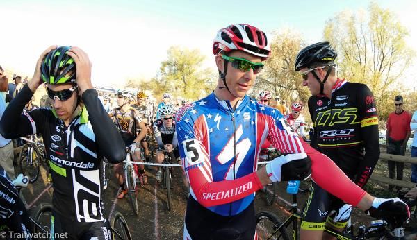Jamey Driscoll, USA Champion Todd Wells, and Ryan Trebon on the front row