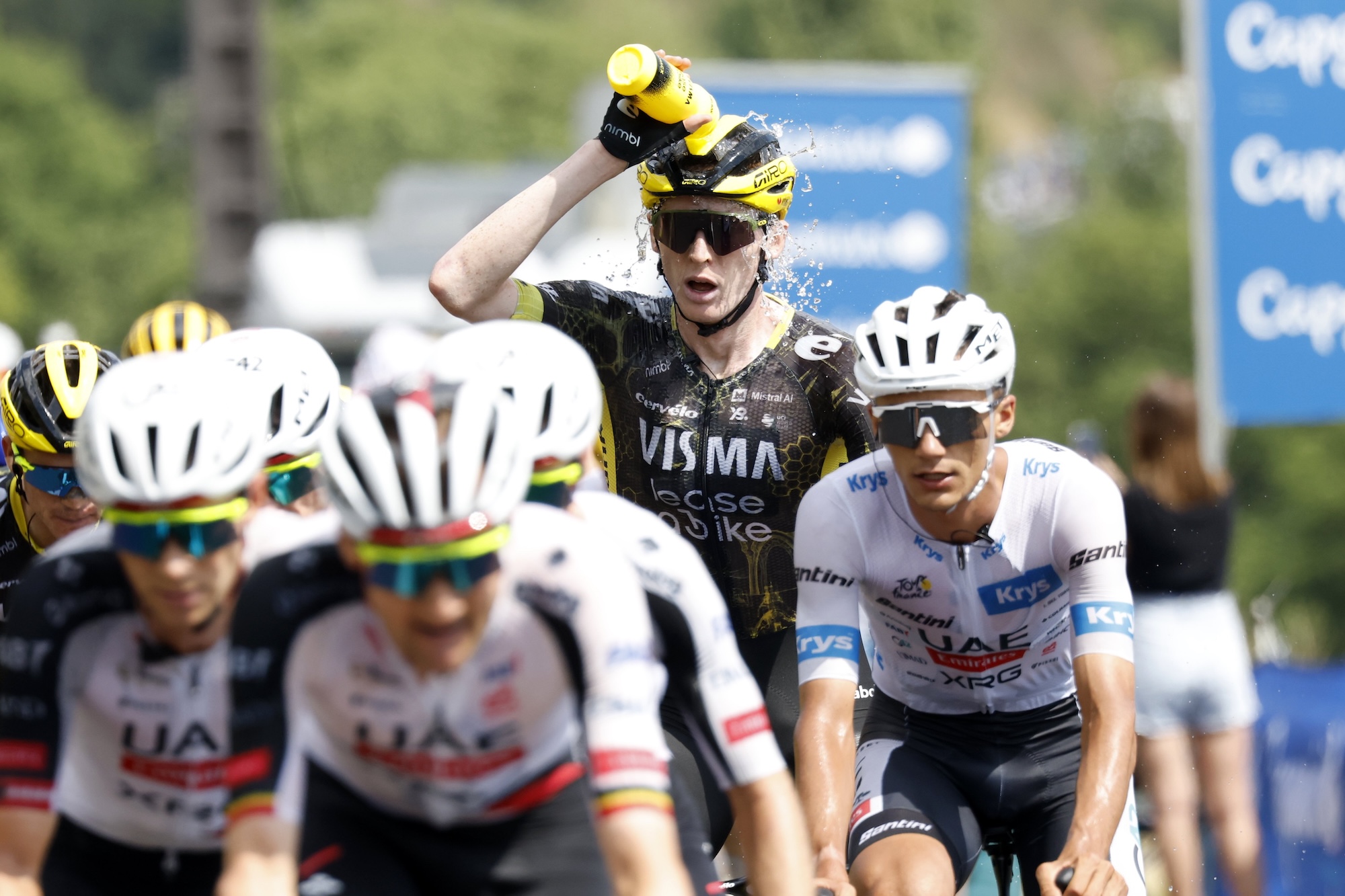 Photo by YOAN VALAT/EPA/Shutterstock-US cyclist Matteo Jorgenson of Team Visma | Lease a Bike cools down during Stage 10