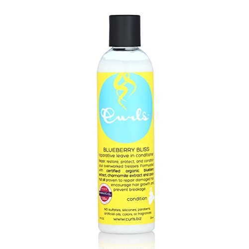 Curls Blueberry Bliss Reparative Leave in Conditioner - 8 Oz, Helps Repair Damage and Prevent Breakage, Conditioner for Curly Hair, Wavy, and Coily Hair Types