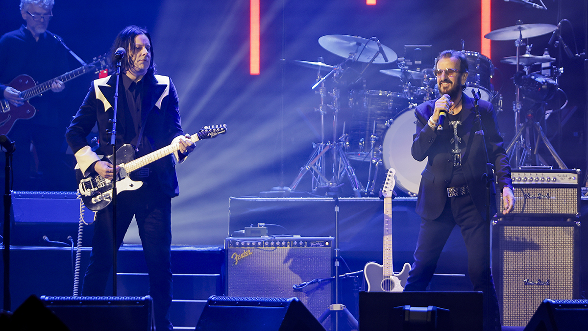 NASHVILLE - MARCH 10: CBS presents RINGO &amp; FRIENDS AT THE RYMAN, a two-hour special celebrating the music and legacy of Ringo Starr through the lens of country music, airing Monday, March 10 (8:00-10:00 PM ET/PT) on the CBS Television Network, and streaming on Paramount+ in the U.S. (live and on-demand for Paramount+ with SHOWTIME subscribers, or on-demand for Paramount+ Essential subscribers the day after the special airs). Pictured (L-R): Jack White and Ringo Starr. (Photo by Tibrina Hobson/CBS via Getty Images)