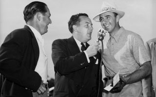 Sam Snead is interviewed after the 1949 Masters