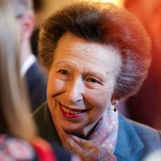 Princess Anne shakes someone's hand at a reception at the British Consulate General, ahead of the opening of the Milano Cortina 2026 Winter Olympic Games in Milan, Italy, on February 5, 2026