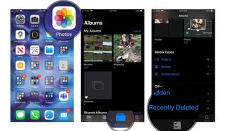 How to find recently deleted photos: Launch Photos, Tap Albums, Tap Recently Deleted