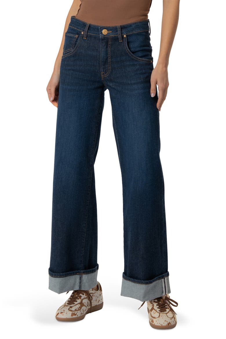 Meg High Waist Cuffed Wide Leg Jeans