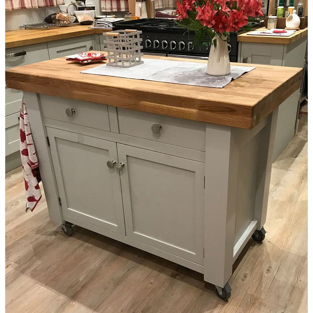48 Inch Corsair Butchers Block Kitchen Island Oak Top With Drawers and Cupboards - No Wheels, 48x18 Inches (122x45cm)