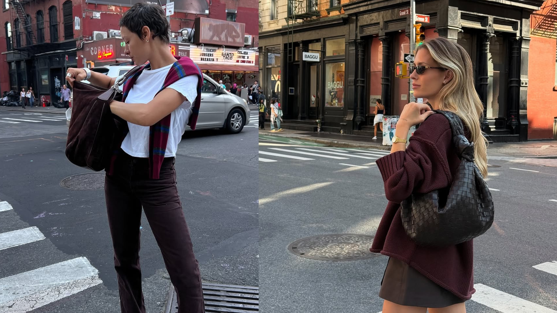 woman wearing brown maroon color trend fall 2025