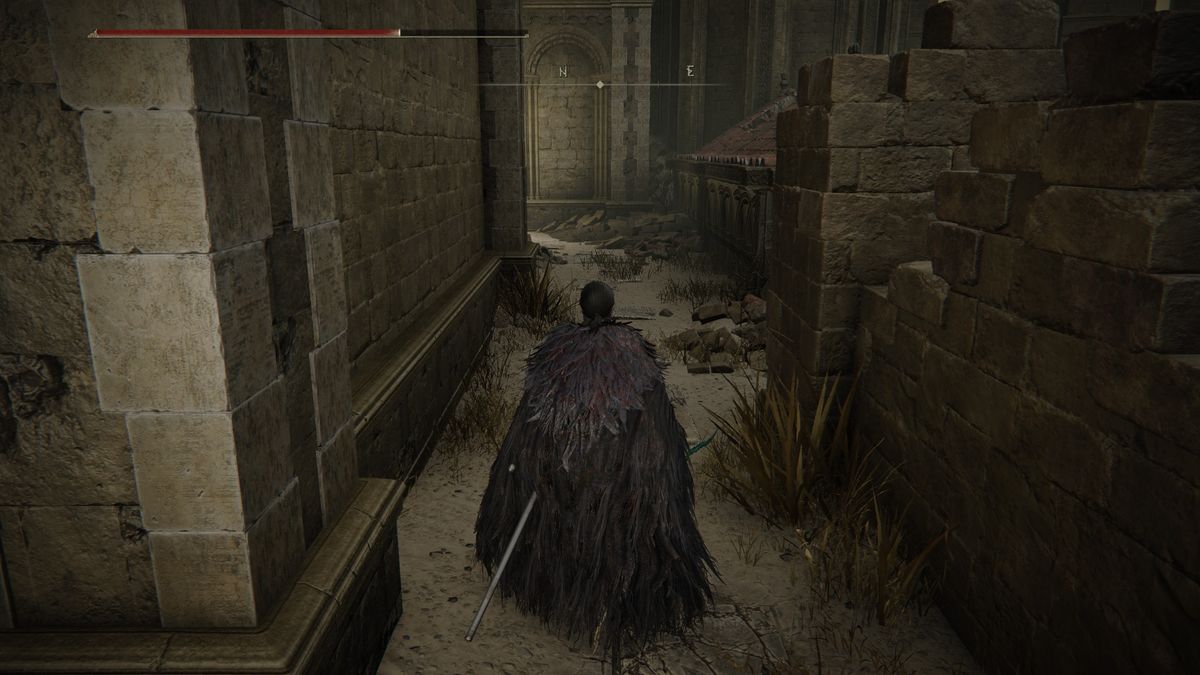 Elden Ring ninja character exploring Belurat Tower Settlement showing location of Well Depths Key and the well to use it in