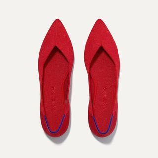 Rothy's the Point Women's Slip-On Shoes, Pointed-Toe Flats, Bright Red, Made From Recycled Plastic Bottles & Machine Washable, Size 9