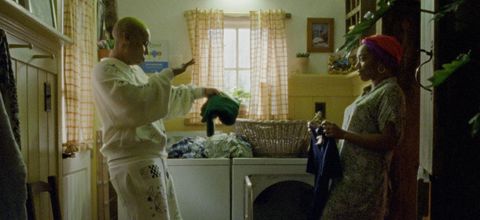 Denise (Lena Waithe) and Alicia (Naomi Ackie) stage an impromptu dance party while folding laundry in the third season of 'Master of None'.