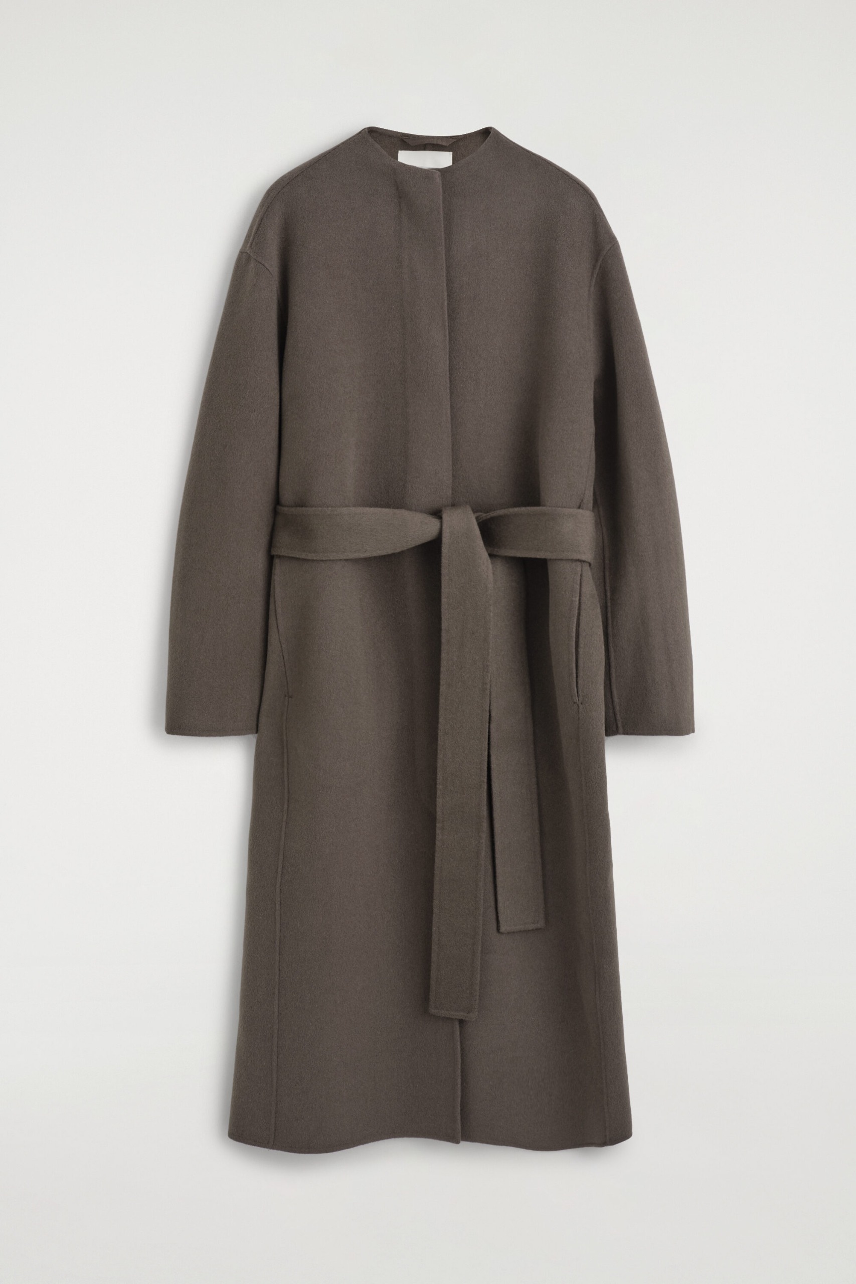 Belted Double-Faced Wool-Blend Long Coat