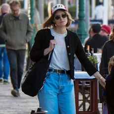 Keira Knightley wears velvet Mary Jane flats in Venice, Italy