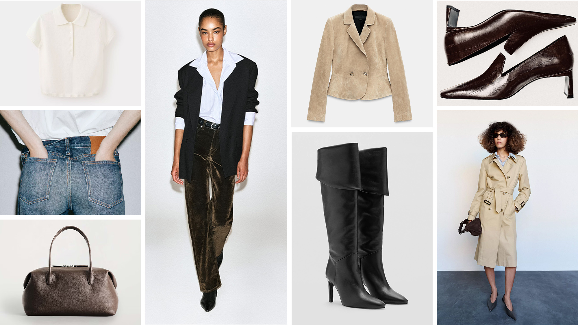 Collage of COS, Zara, and Mango new arrivals for fall 2026.