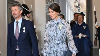 Crown Princess Mary of Denmark arrive for the ceremony for the 50th anniversary of King Carl XVI Gustaf's accession to the throne
