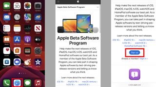 How to download iOS 16. Open safari and go to apple beta software program page and select Sign up