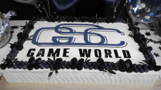 A cake featuring GSC Game World's logo.