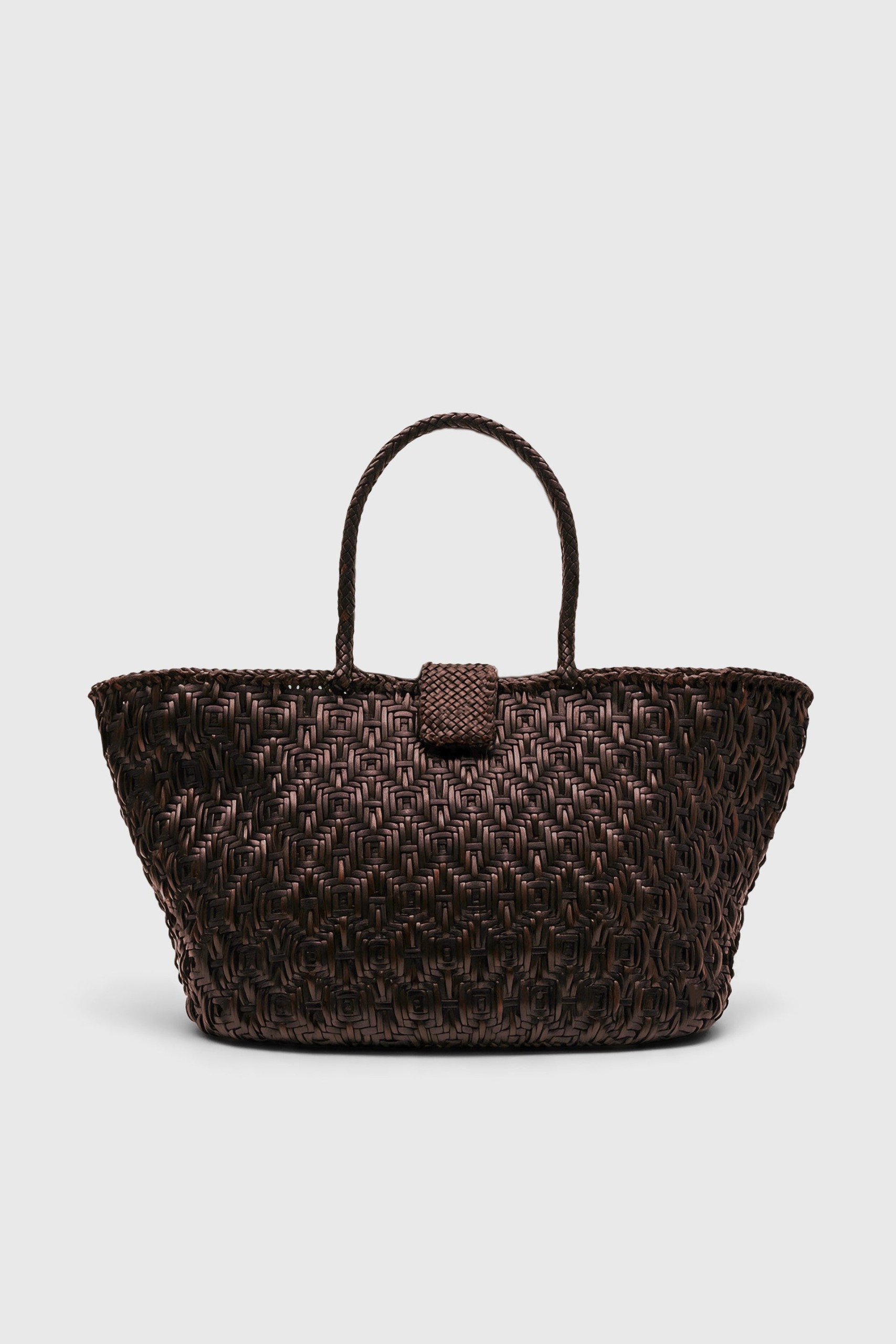 Cici Woven Leather Bag in Dark Brown
