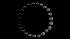 The moon's different phases, as seen from Earth.