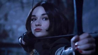 allison with her bow in teen wolf: the movie.
