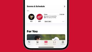 A screenshot of the iOS 16.5 beta Apple News app, featuring a new sports tab