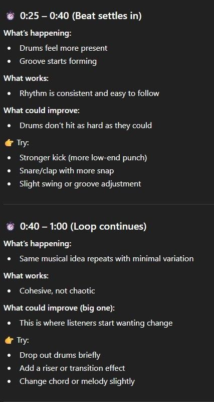 ChatGPT conversation showing in-depth music critique of a 37-second video of fart sounds.