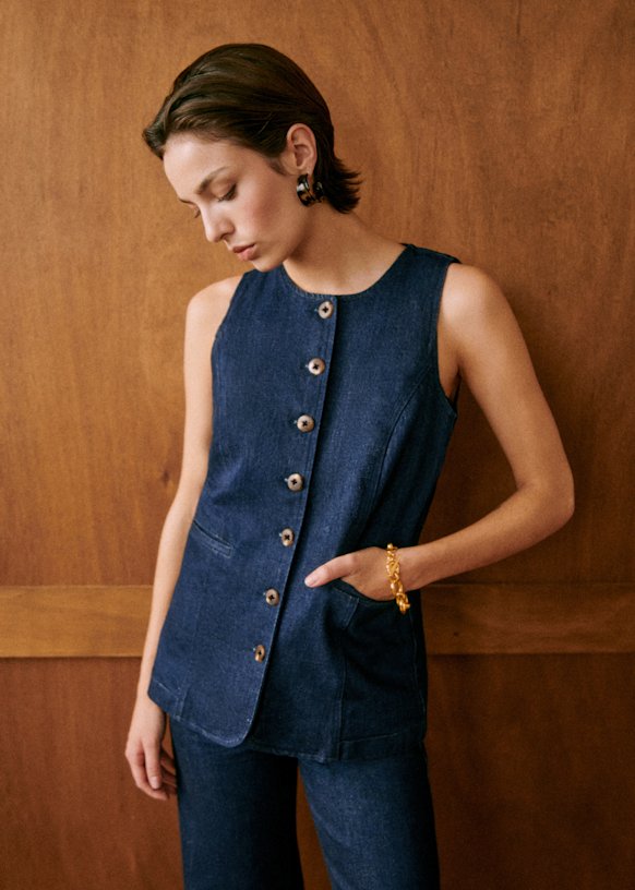 Redo Jacket - Indigo Blue - Organic Cotton - Organic Textile - Sézane