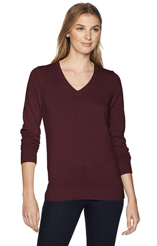 Amazon Essentials Women's Lightweight V-Neck Sweater, Light Pink, XX-Large