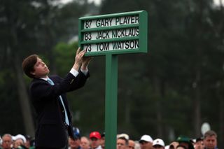 A sign with Gary Player, Jack Nicklaus and Tom Watson's name