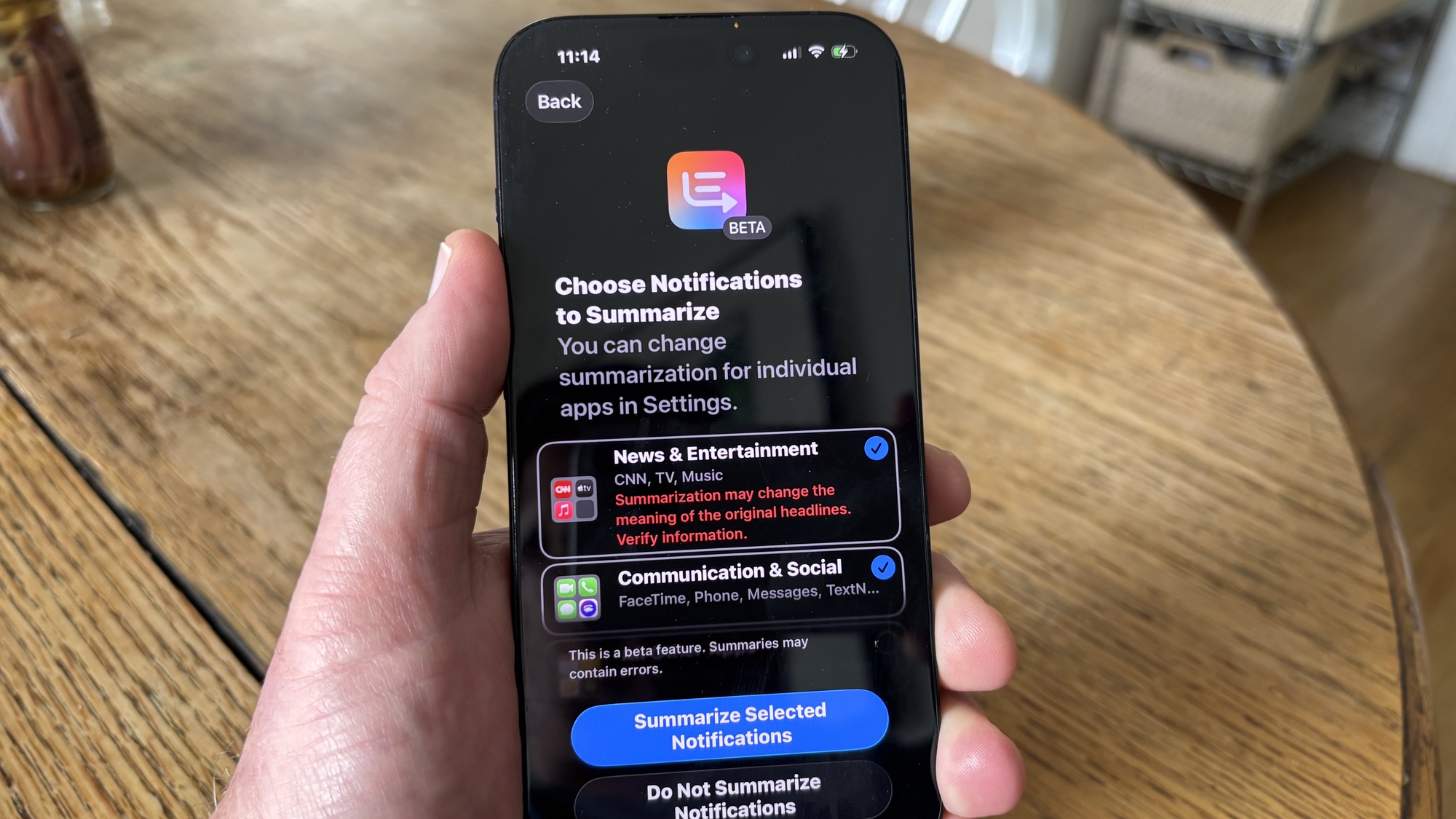 Notification summary screen in iOS 26