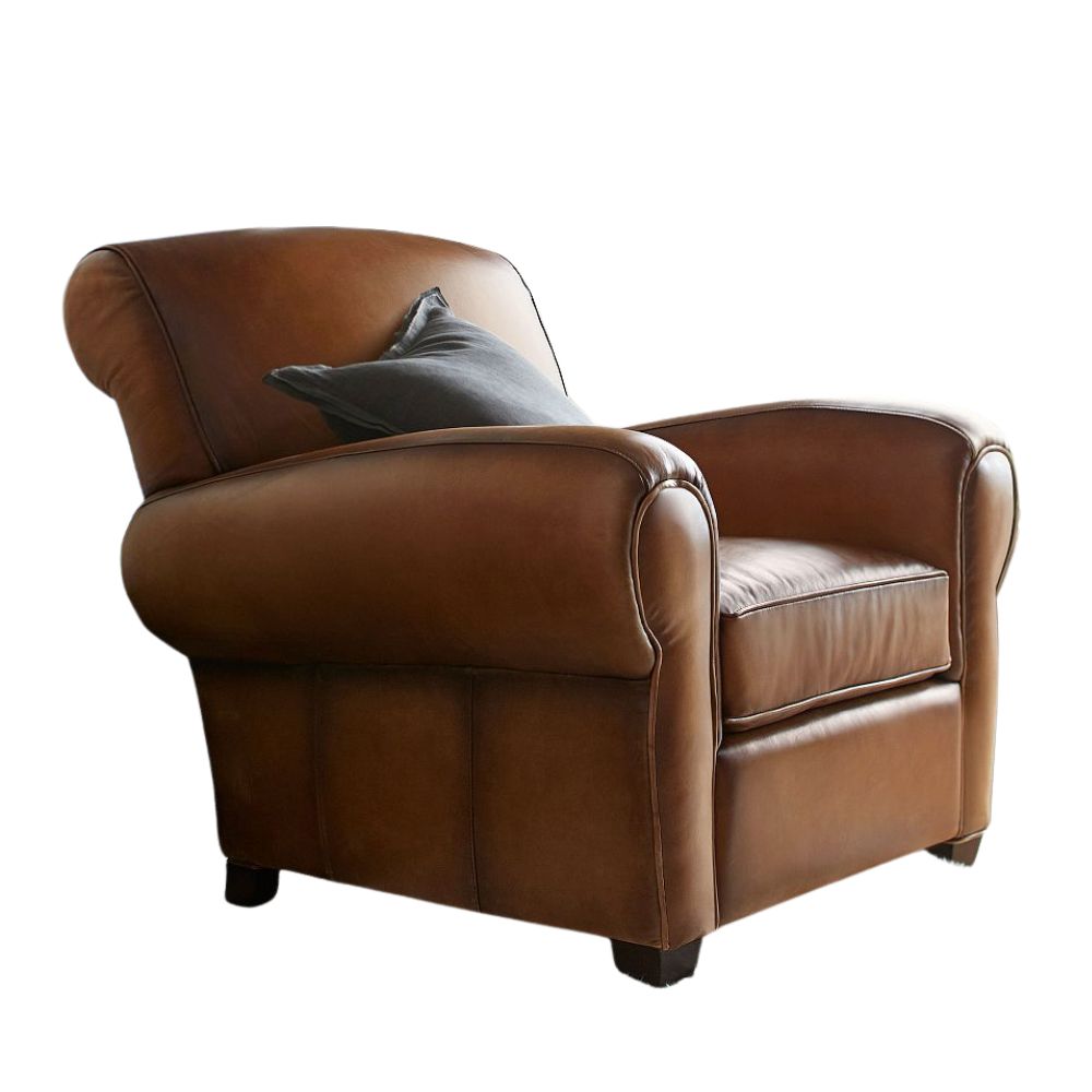 Tan leather vintage style armchair
