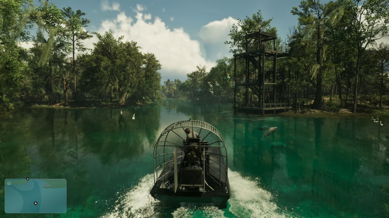 Driving an airboat through the bayoux in GTA 6
