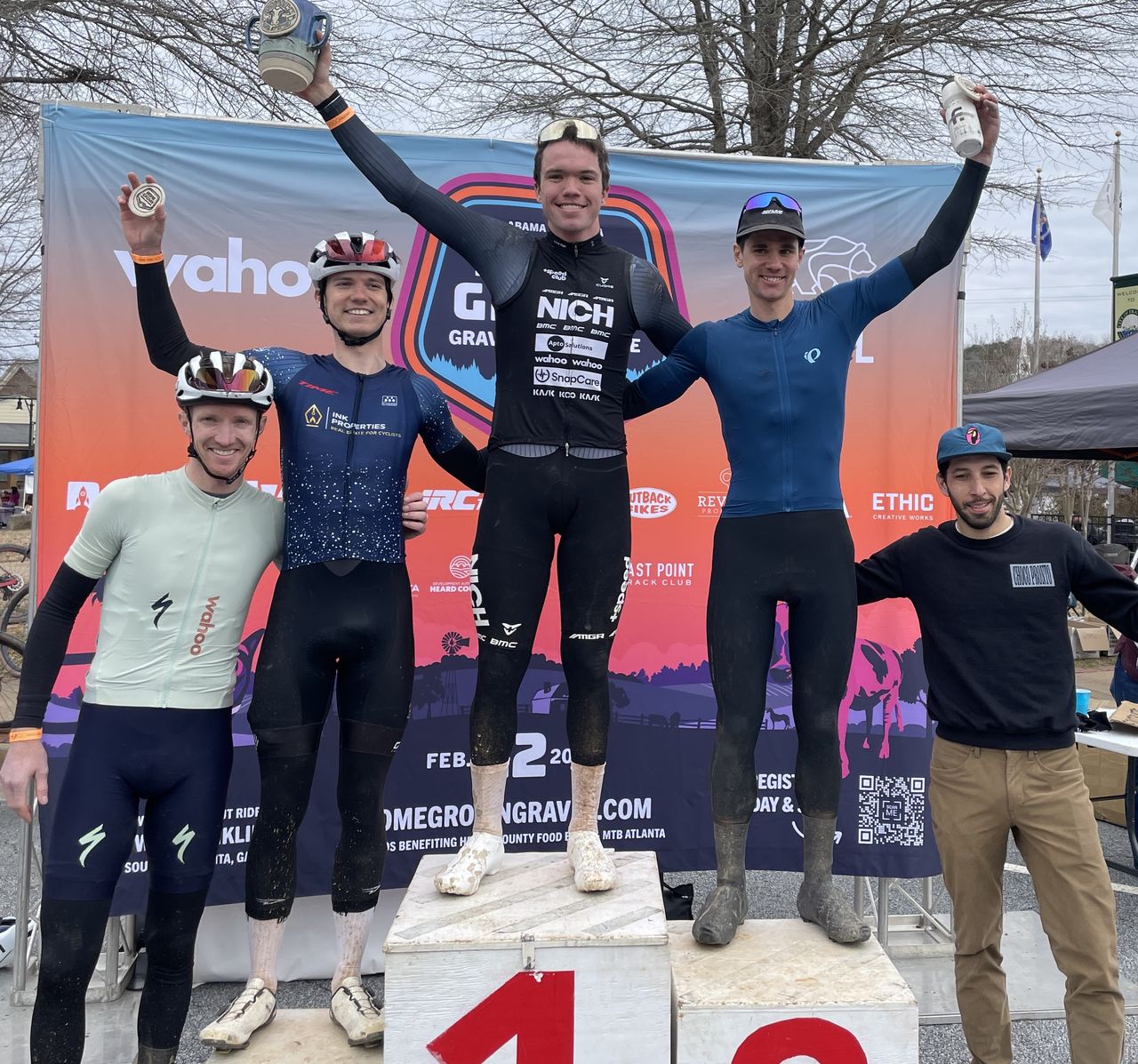 Elite men's podium at 2025 Homegrown Gravel