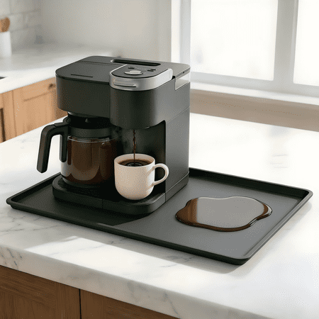 Silicone Coffee Mat, Heavy Duty Silicone Coffee Maker Mat With Raised Edge, 19.7&amp;rdquo;x15&amp;rdquo; Counter Protector Tray