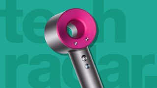 Dyson Supersonic best hair dryer on a blue-green background reading "TechRadar"