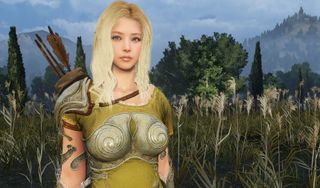 Best MMOs: Black Desert Online - An archer in a shirt and metal plate armor stands in a field.