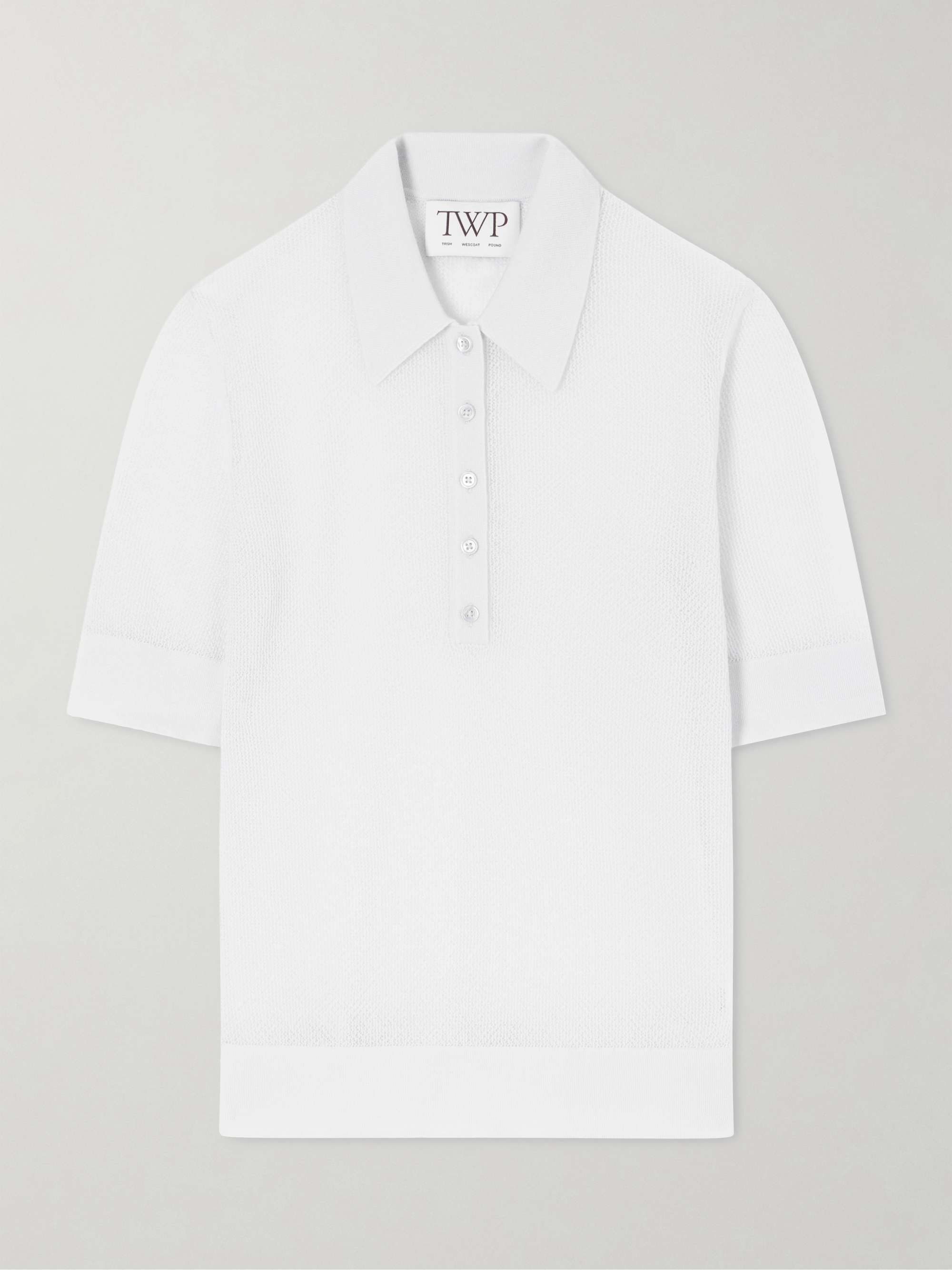 Open Stitch Cashmere Polo Shirt