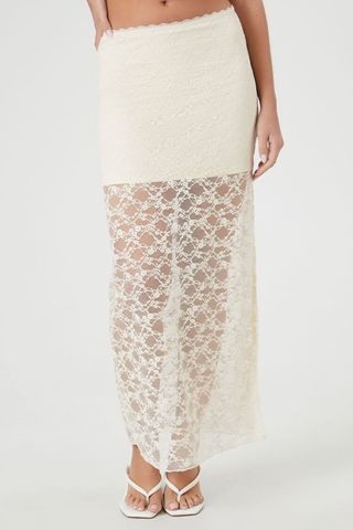 Lace Column Maxi Slit Skirt