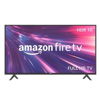 An Amazon Fire TV with a purple background on it