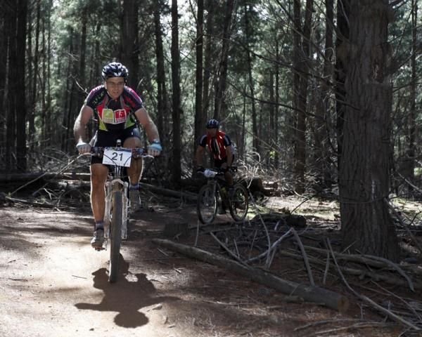 Kevin Wells comes throught he pines on the final lap of the race on Sunday.